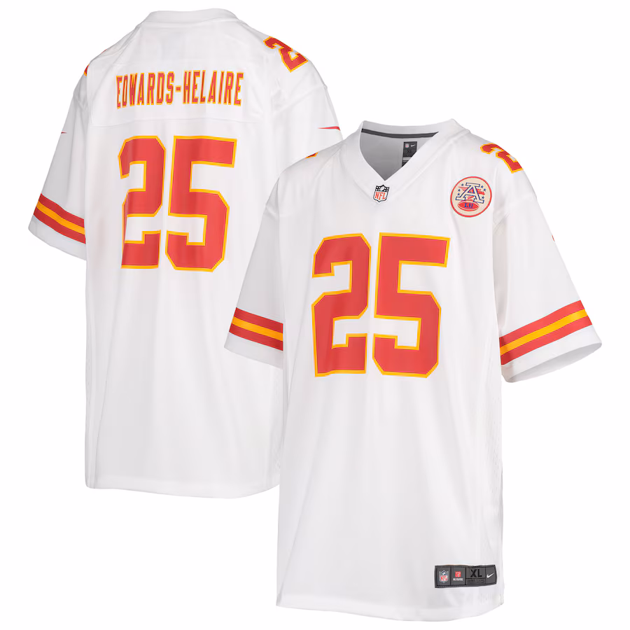 Youth Kansas City Chiefs Clyde Edwards-Helaire Nike White Game Jersey - ujerseystore