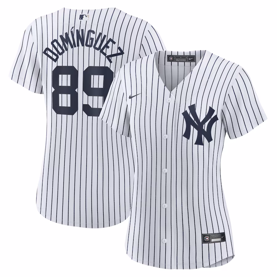 Women's New York Yankees Jasson Dominguez Nike White Home Official Replica Player Jersey - ujerseystore