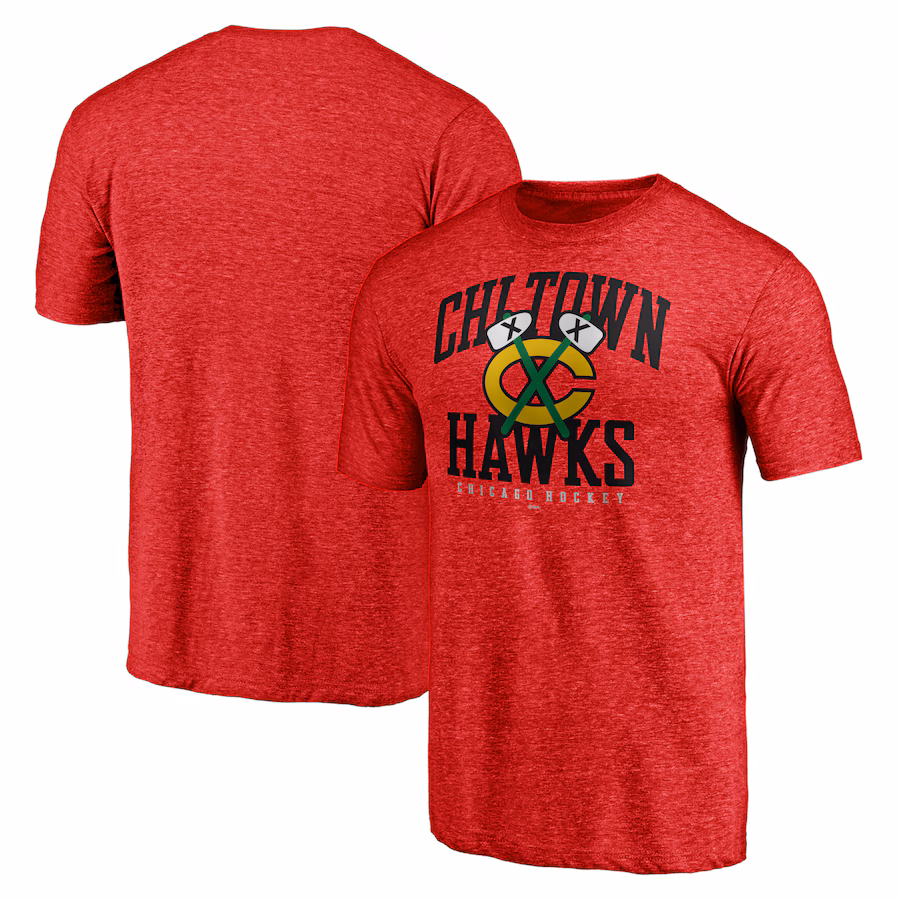 Men's Chicago Blackhawks Red Core Hometown Tri-Blend T-Shirt - ujerseystore