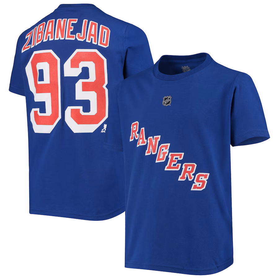 Youth New York Rangers Mika Zibanejad Blue Player Name & Number T-Shirt - ujerseystore