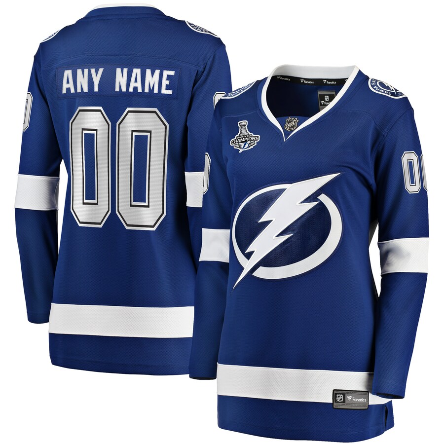 Women's Tampa Bay Lightning Fanatics Branded Blue 2021 Stanley Cup Champions Home Breakaway Custom Jersey - ujerseystore