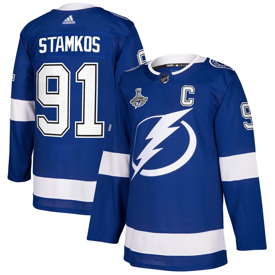 Men's Tampa Bay Lightning Steven Stamkos adidas Blue 2021 Stanley Cup Champions Authentic Player Jersey - ujerseystore