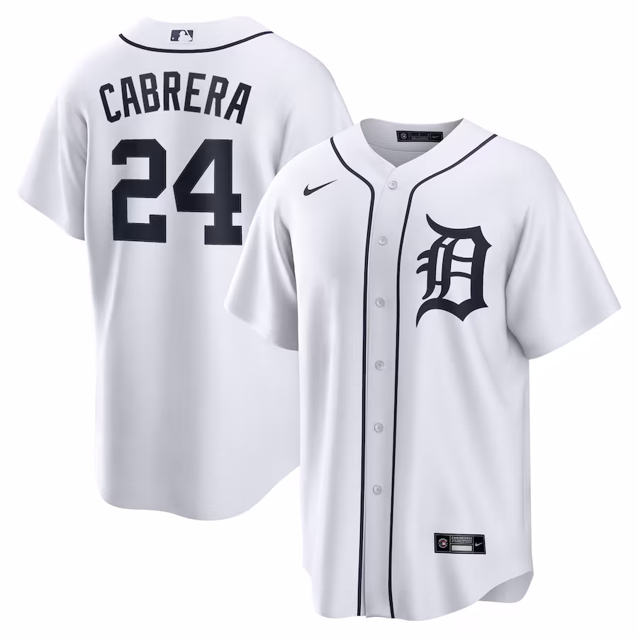 Men's Detroit Tigers Miguel Cabrera Nike White Home Replica Player Name Jersey - ujerseystore