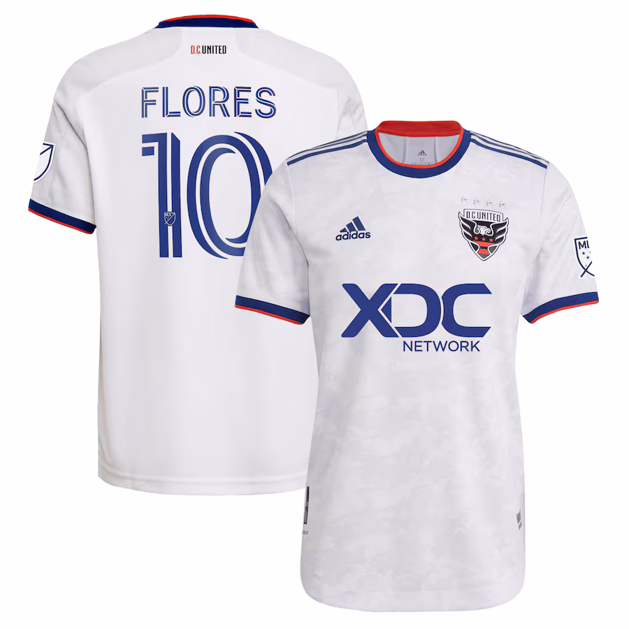 Men's D.C. United Edison Flores adidas White 2022 The Marble Authentic Player Jersey - ujerseystore