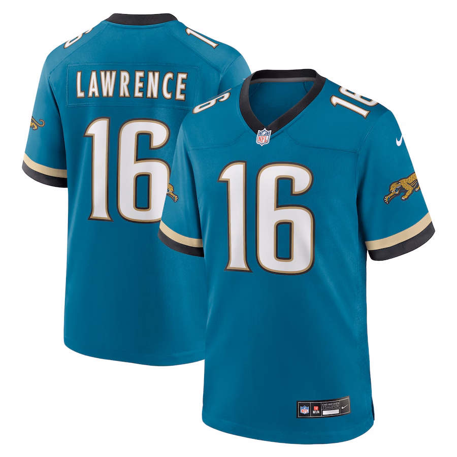 Men's Jacksonville Jaguars Trevor Lawrence Nike Teal Prowler Throwback Player Game Jersey - ujerseystore