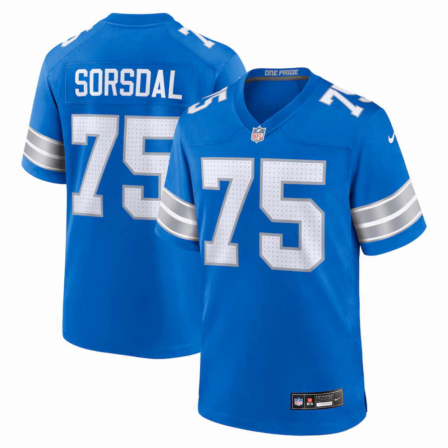 Men's Detroit Lions Colby Sorsdal Nike Blue Team Game Jersey - ujerseystore