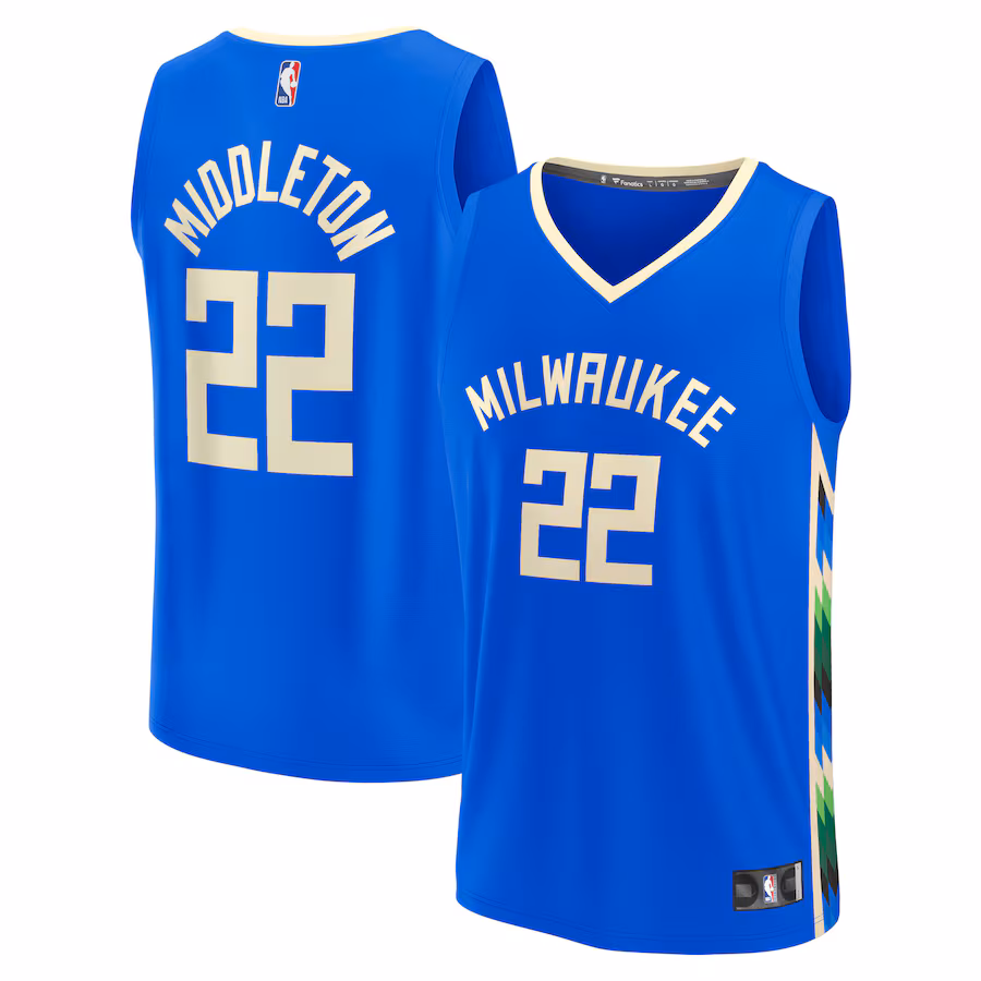 Men's Milwaukee Bucks Khris Middleton Fanatics Royal Fastbreak Jersey - City Edition - ujerseystore