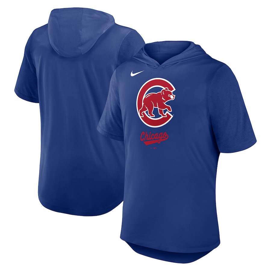 Men's Chicago Cubs Nike Royal Tri-Blend Hoodie T-Shirt - ujerseystore