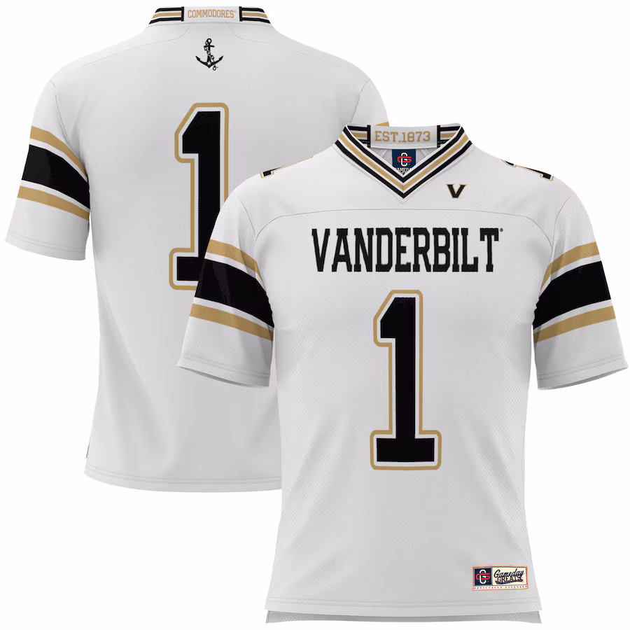 Youth GameDay Greats #1 White Vanderbilt Commodores Football Jersey - ujerseystore