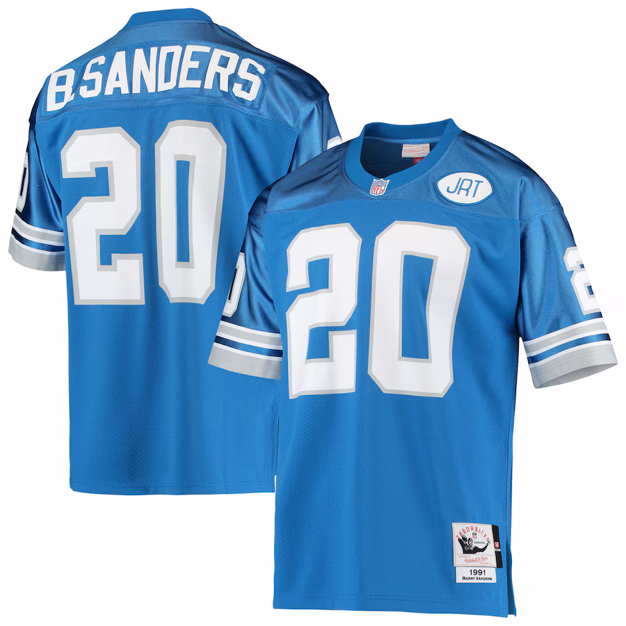 Men's Detroit Lions 1991 Barry Sanders Mitchell & Ness Blue Authentic Throwback Retired Player Jersey - ujerseystore