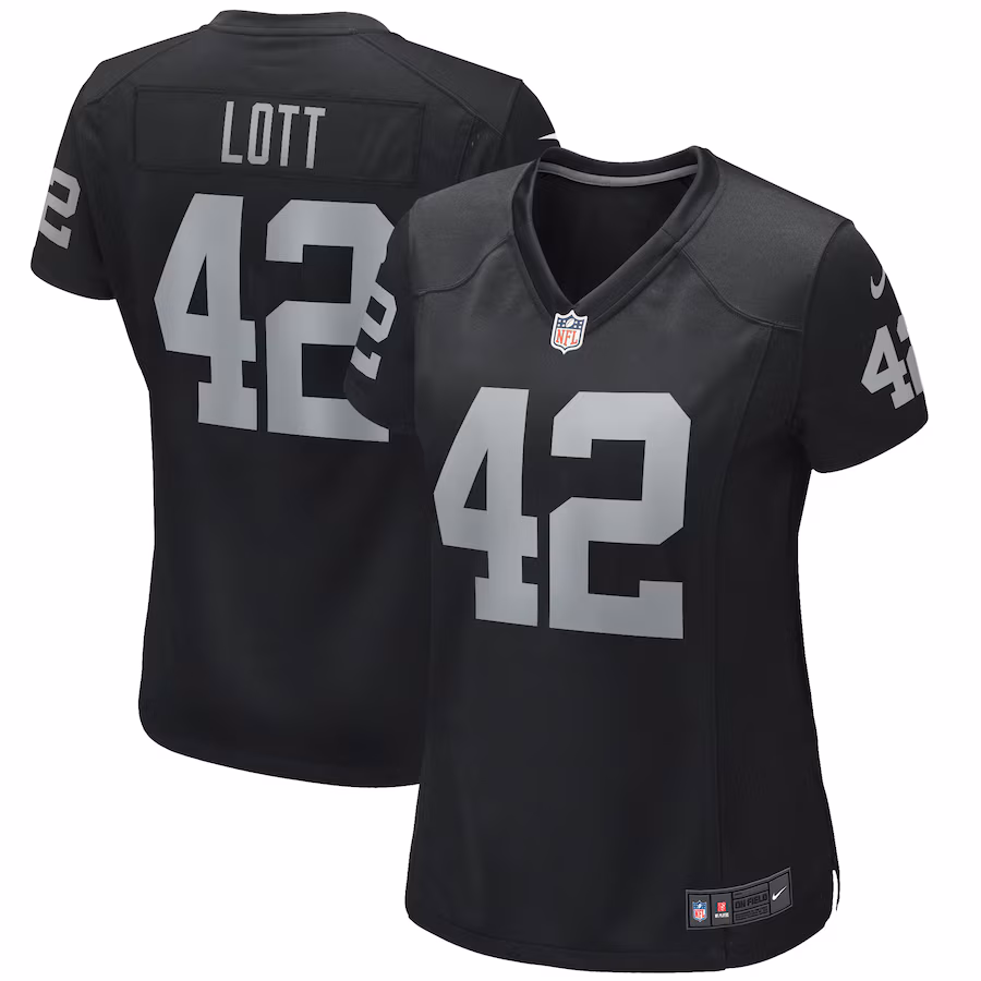 Women's Las Vegas Raiders Ronnie Lott Nike Black Game Retired Player Jersey - ujerseystore