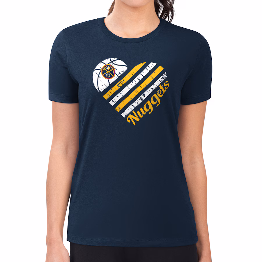 Women's Denver Nuggets G-III 4Her by Carl Banks Navy Heart Team T-Shirt - ujerseystore