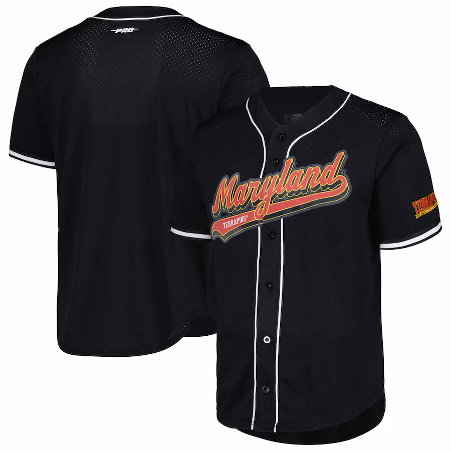 Maryland Terrapins Pro Standard Mesh Full-Button Replica Baseball Jersey - Black - ujerseystore