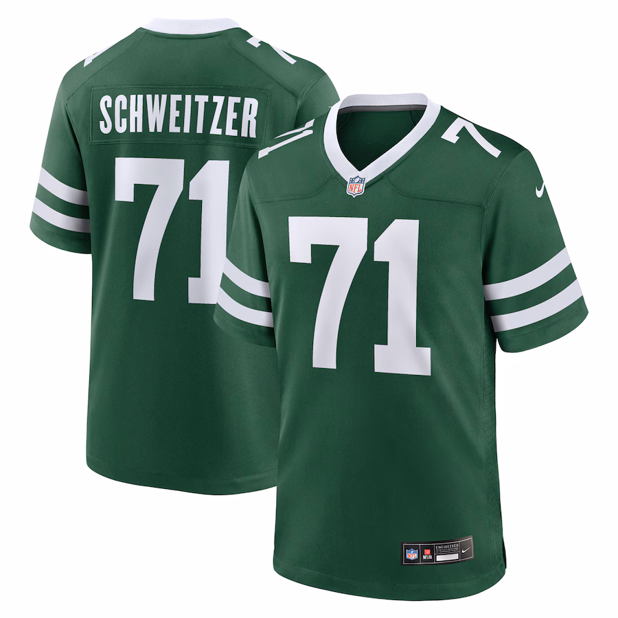 Men's New York Jets Wes Schweitzer Nike Legacy Green Team Game Jersey - ujerseystore