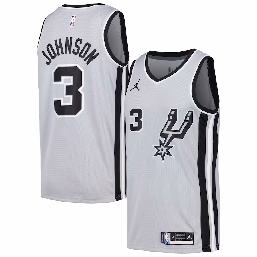 Men's San Antonio Spurs Keldon Johnson Nike Silver Swingman Player Jersey - Statement Edition - ujerseystore