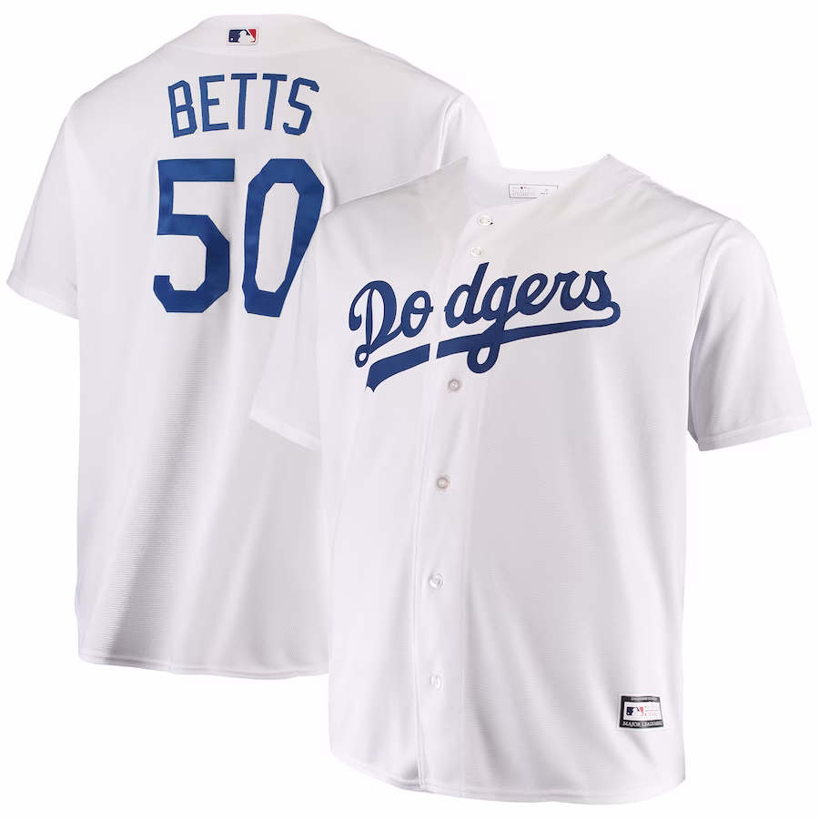 Men's Los Angeles Dodgers Mookie Betts White Big & Tall Replica Player Jersey - ujerseystore