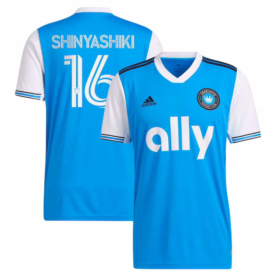Men's Charlotte FC Andre Shinyashiki adidas Blue 2022 Primary Replica Player Jersey - ujerseystore