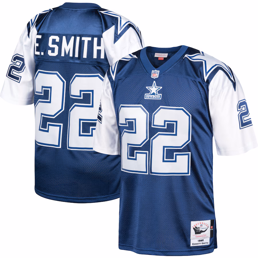 Men's Dallas Cowboys 1995 Emmitt Smith Mitchell & Ness Navy Authentic Throwback Retired Player Jersey - ujerseystore
