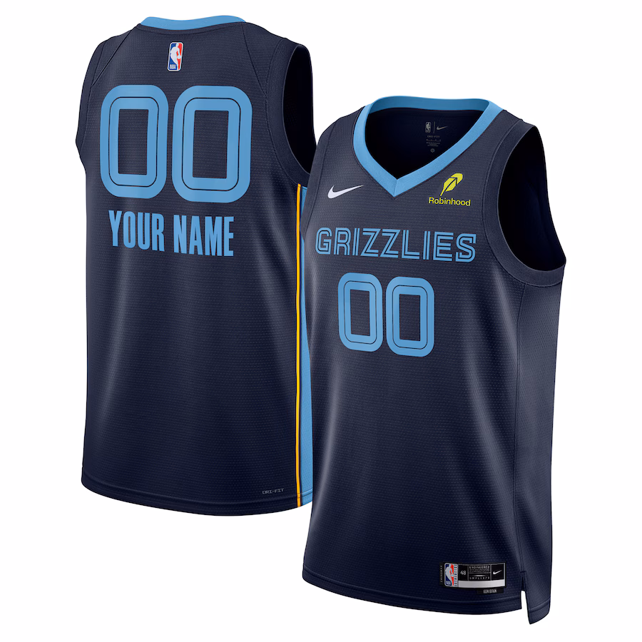 Unisex Memphis Grizzlies Nike Navy Custom Swingman Badge Jersey - Icon Edition - ujerseystore