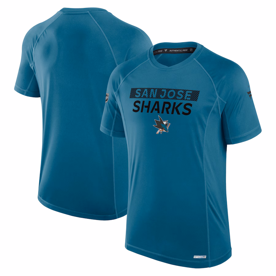 Men's San Jose Sharks Fanatics Teal Authentic Pro Rink Tech T-Shirt - ujerseystore