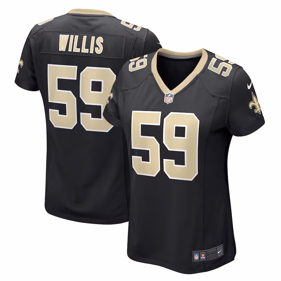 Women's New Orleans Saints Jordan Willis Nike  Black Team Game Jersey - ujerseystore