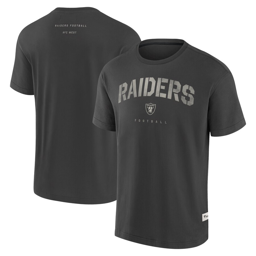 Men's Las Vegas Raiders Fanatics Charcoal Elements Weathered Tonal Future Ground T-Shirt - ujerseystore