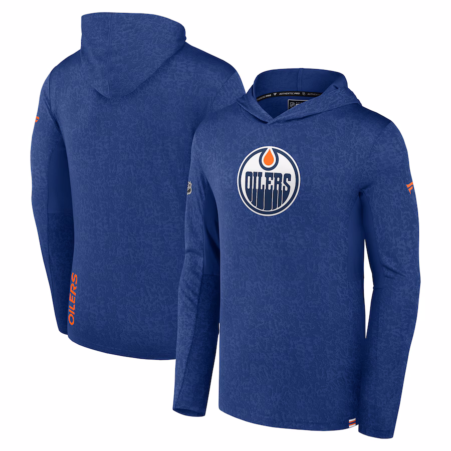 Men's Edmonton Oilers Fanatics Royal Authentic Pro Lightweight Pullover Hoodie - ujerseystore