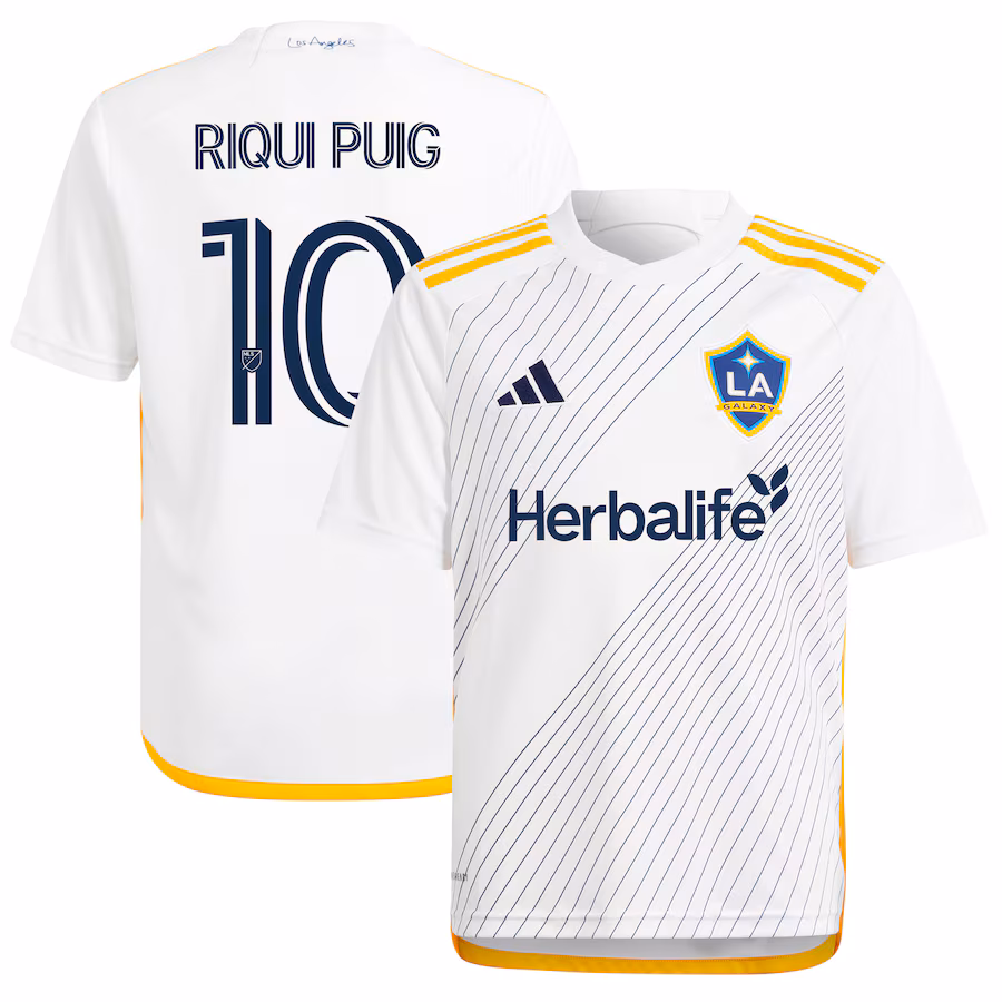 Youth LA Galaxy Riqui Puig adidas White 2024 Angeleno Kit Replica Player Jersey - ujerseystore