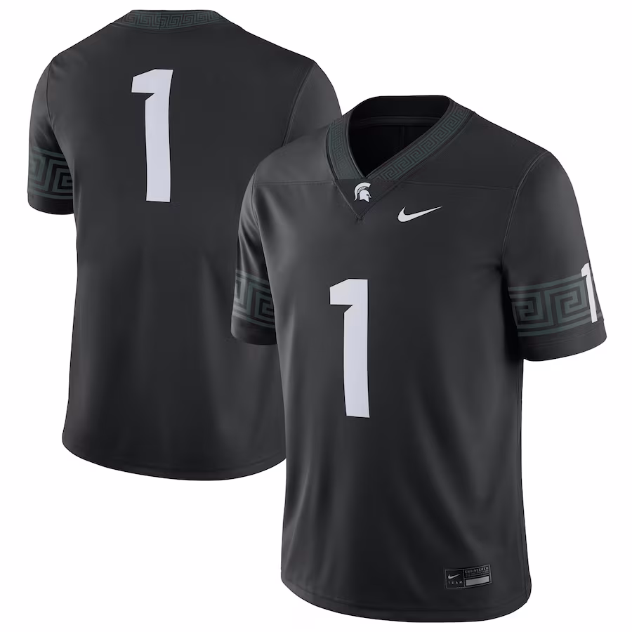 #1 Michigan State Spartans Nike Alternate Football Game Jersey - Black - ujerseystore