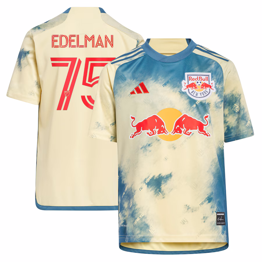 Youth New York Red Bulls Daniel Edelman adidas Yellow 2023 Daniel Patrick Kit Replica Jersey - ujerseystore