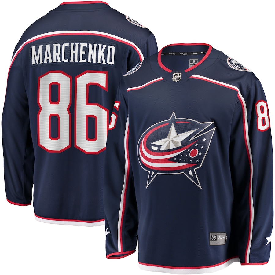 Men's Columbus Blue Jackets Kirill Marchenko Fanatics Navy Home Breakaway Jersey - ujerseystore