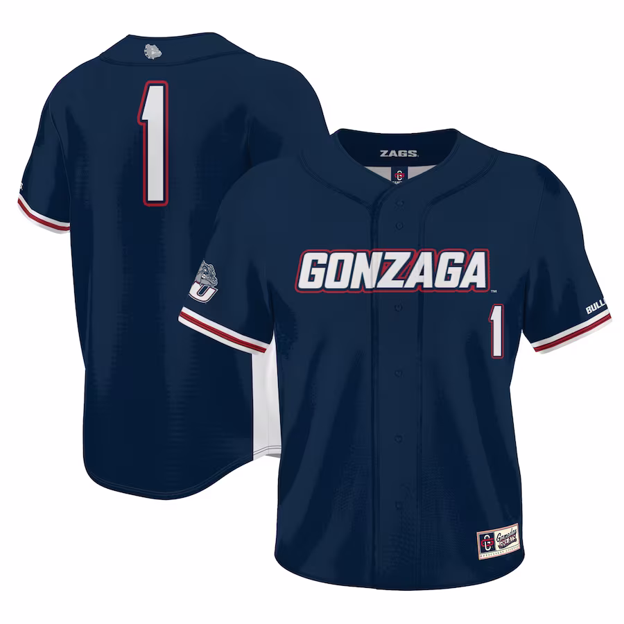 #1 Gonzaga Bulldogs GameDay Greats Lightweight Baseball Jersey - Navy - ujerseystore