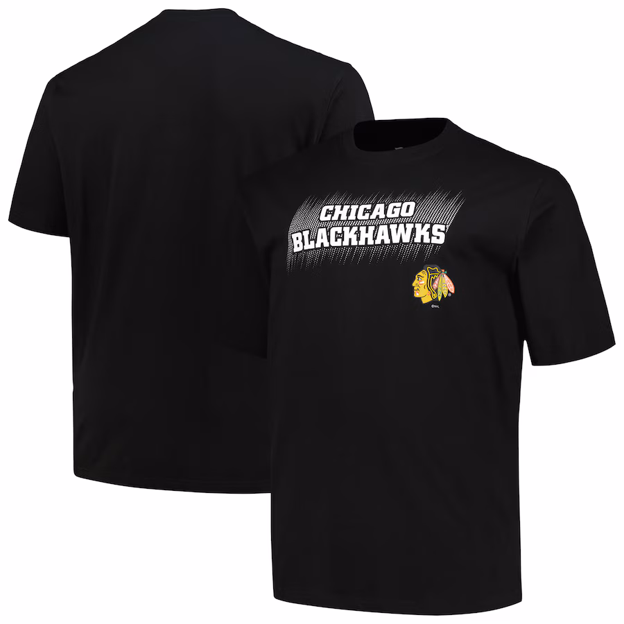 Men's Chicago Blackhawks Fanatics Black Big & Tall Wordmark T-Shirt - ujerseystore