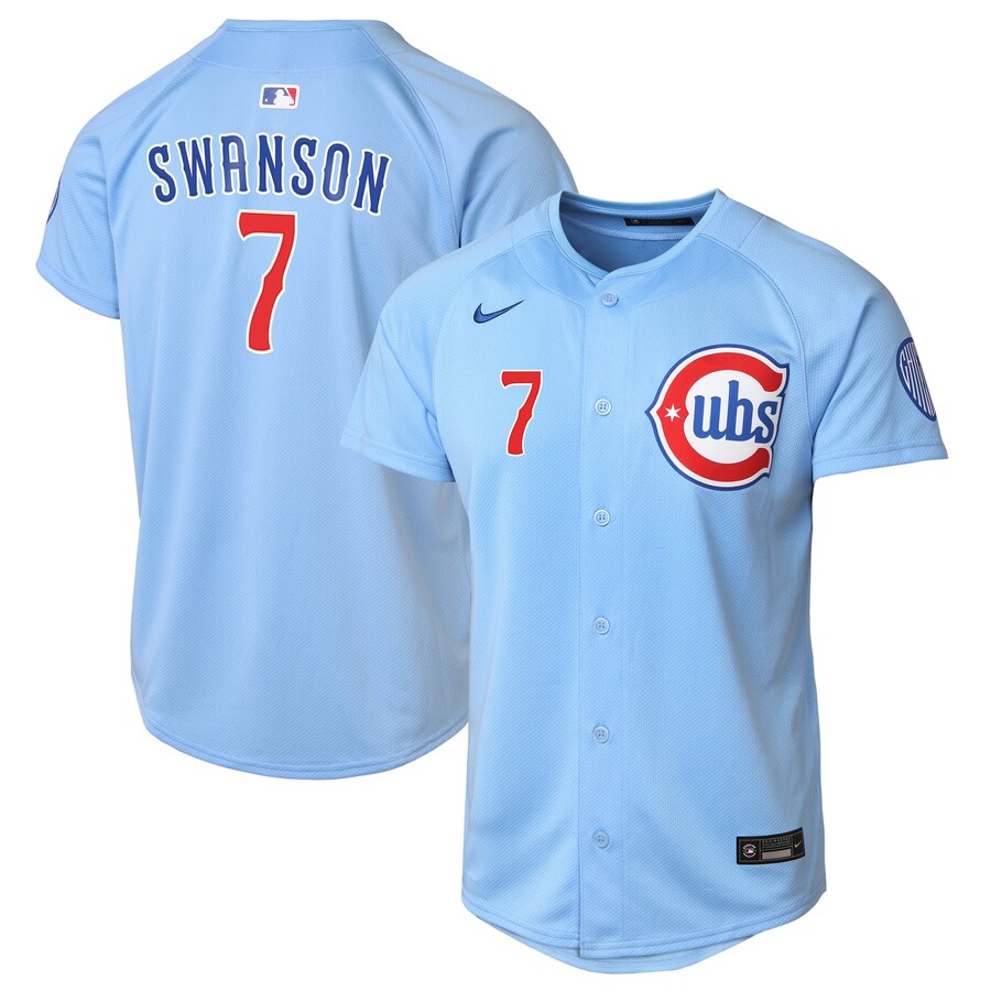 Youth Chicago Cubs Dansby Swanson Nike Baby Blue 2nd Alternate Limited Player Jersey - ujerseystore