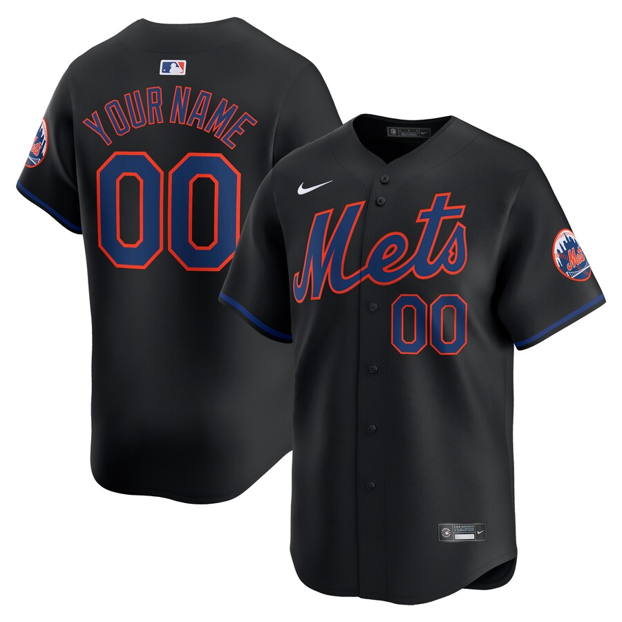Men's New York Mets  Nike Black  Alternate Limited Custom Jersey - ujerseystore