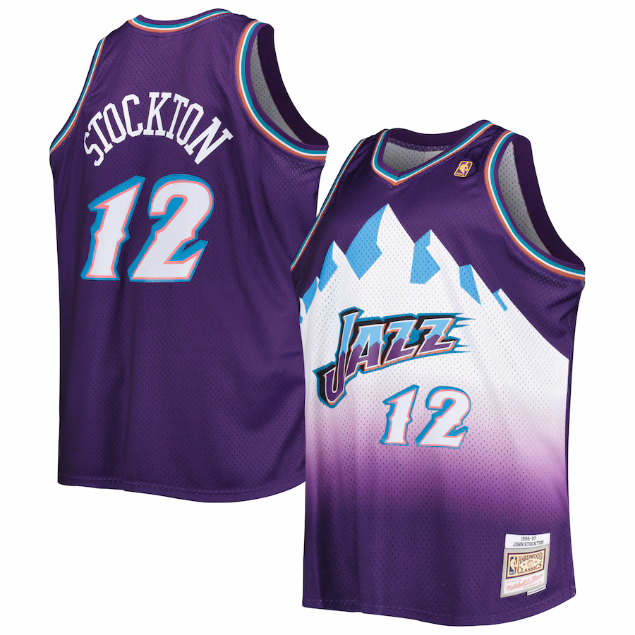 Men's Utah Jazz John Stockton Mitchell & Ness Purple Big & Tall Hardwood Classics 1996/97 Swingman Jersey - ujerseystore