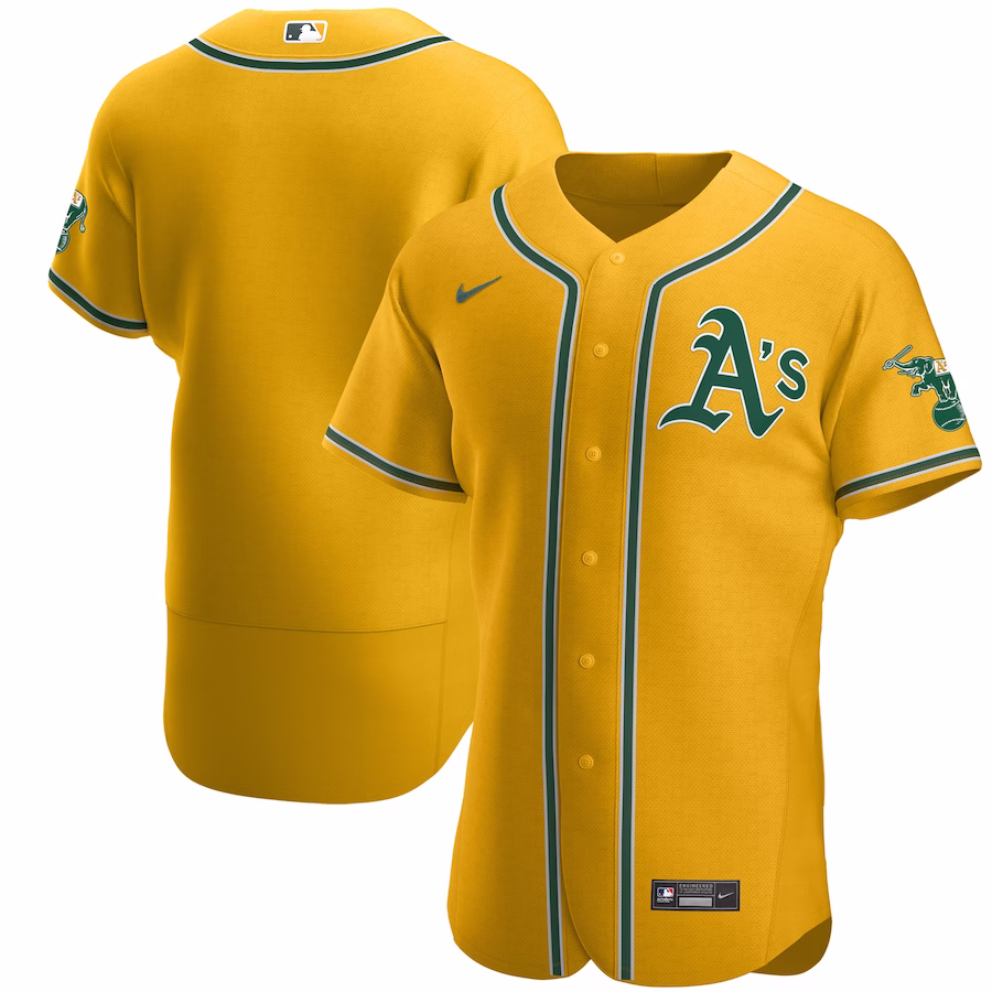 Men's Oakland Athletics Nike Gold Authentic Official Team Jersey - ujerseystore