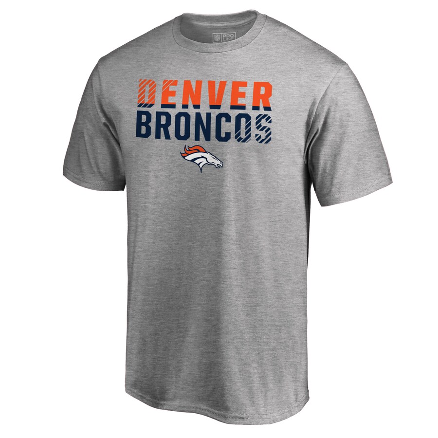 Men's Denver Broncos Ash Iconic Collection Fade Out T-Shirt - ujerseystore