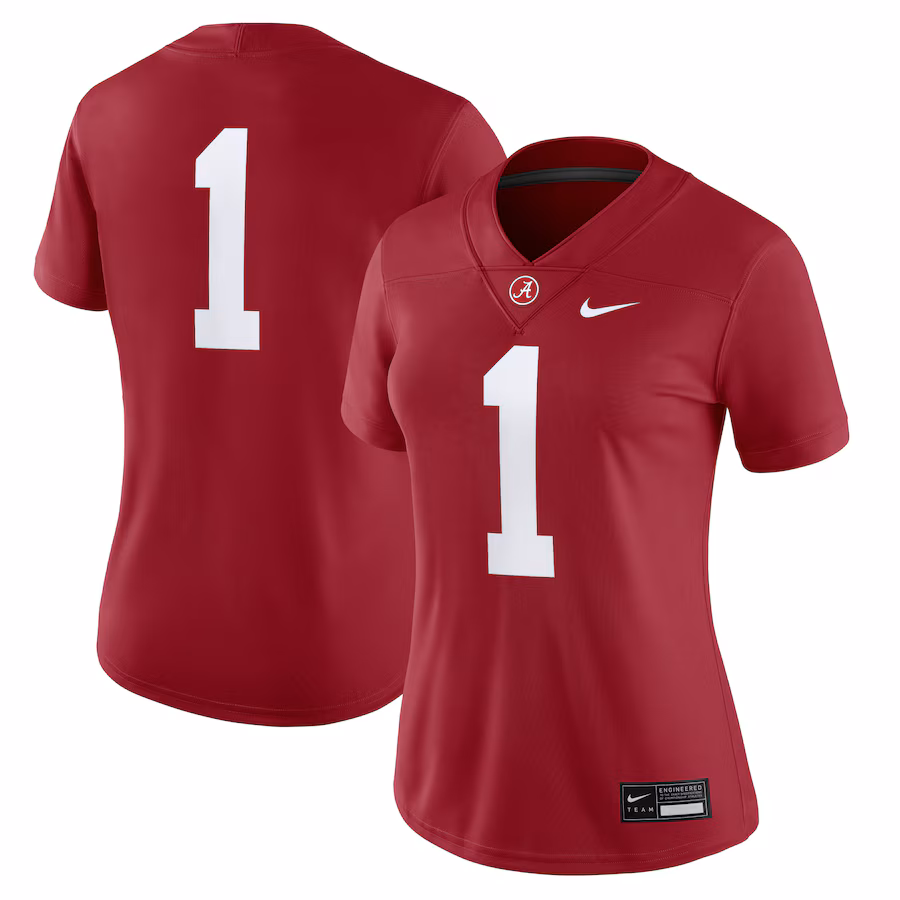 Women's Nike #1 Crimson Alabama Crimson Tide Game Jersey - ujerseystore