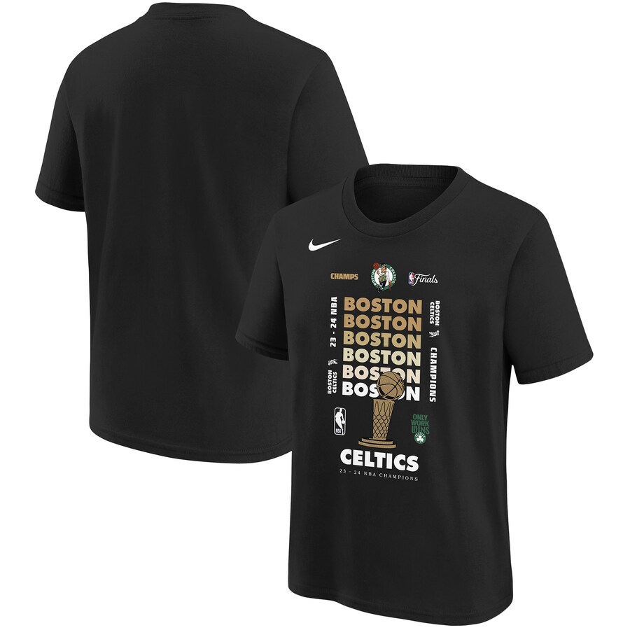 Youth Boston Celtics Nike Black 2024 NBA Finals Champions Expressive T-Shirt - ujerseystore