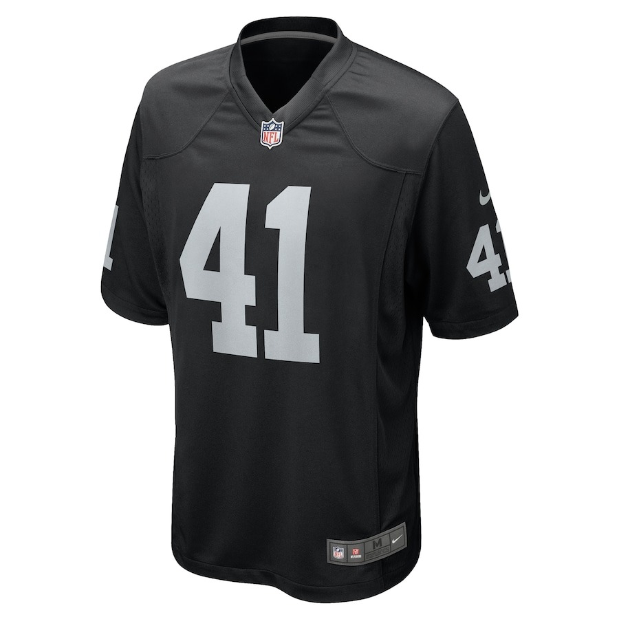 Men's Las Vegas Raiders Robert Spillane Nike Black Game Player Jersey - ujerseystore