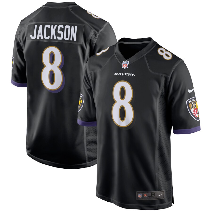 Men's Baltimore Ravens Lamar Jackson Nike Black Game Jersey - ujerseystore