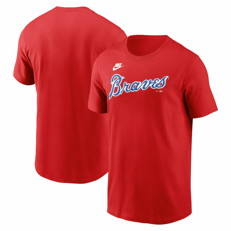 Men's Atlanta Braves Nike Red Cooperstown Wordmark T-Shirt - ujerseystore