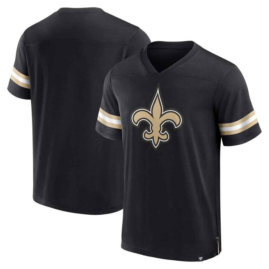 Men's New Orleans Saints  Fanatics Black Jersey Tackle V-Neck T-Shirt - ujerseystore