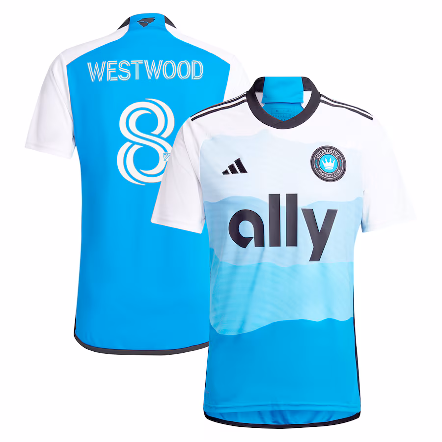 Men's Charlotte FC Ashley Westwood adidas Blue 2024 The Carolina Kit: Explore Replica Player Jersey - ujerseystore