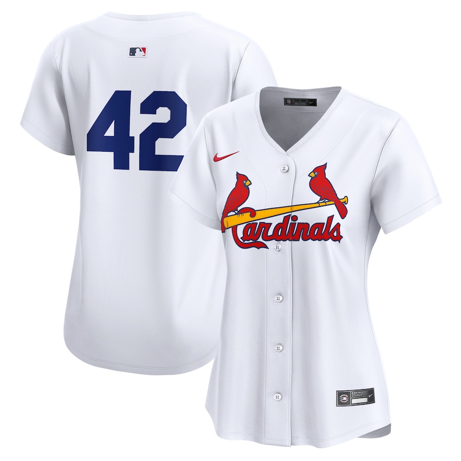 Women's St. Louis Cardinals  Nike White 2024 Jackie Robinson Day Home Limited Jersey - ujerseystore