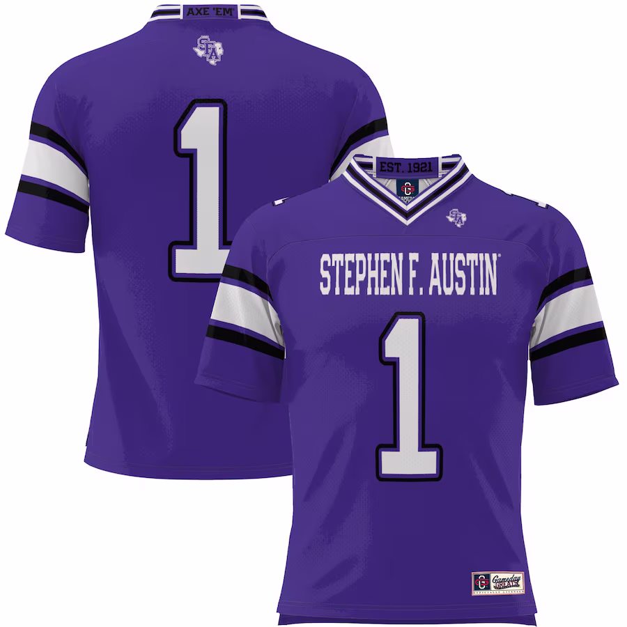 #1 Stephen F Austin Lumberjacks GameDay Greats Youth Endzone Football Jersey - Purple - ujerseystore