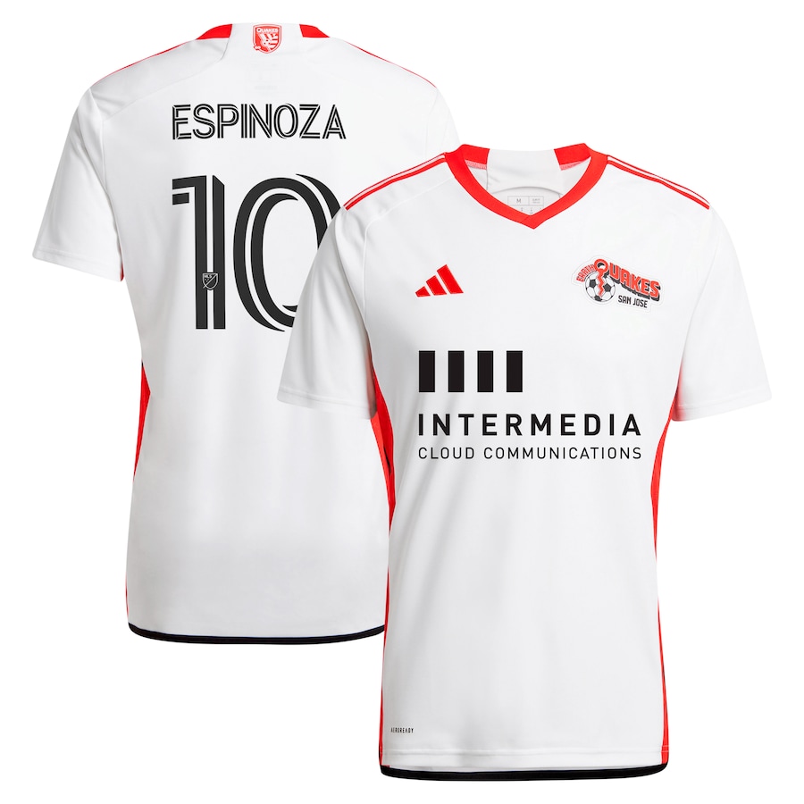 Men's San Jose Earthquakes Cristian Espinoza adidas White 2024 The 50 Kit Replica Player Jersey - ujerseystore