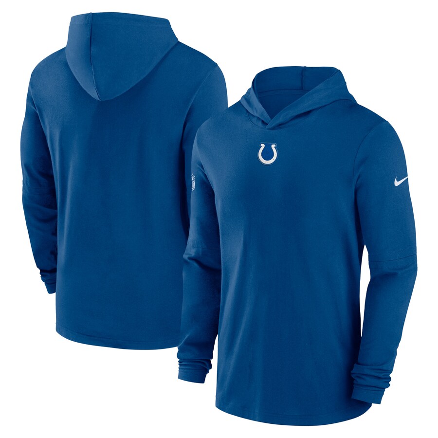 Men's Indianapolis Colts Nike Royal Sideline Performance Long Sleeve Hoodie T-Shirt - ujerseystore