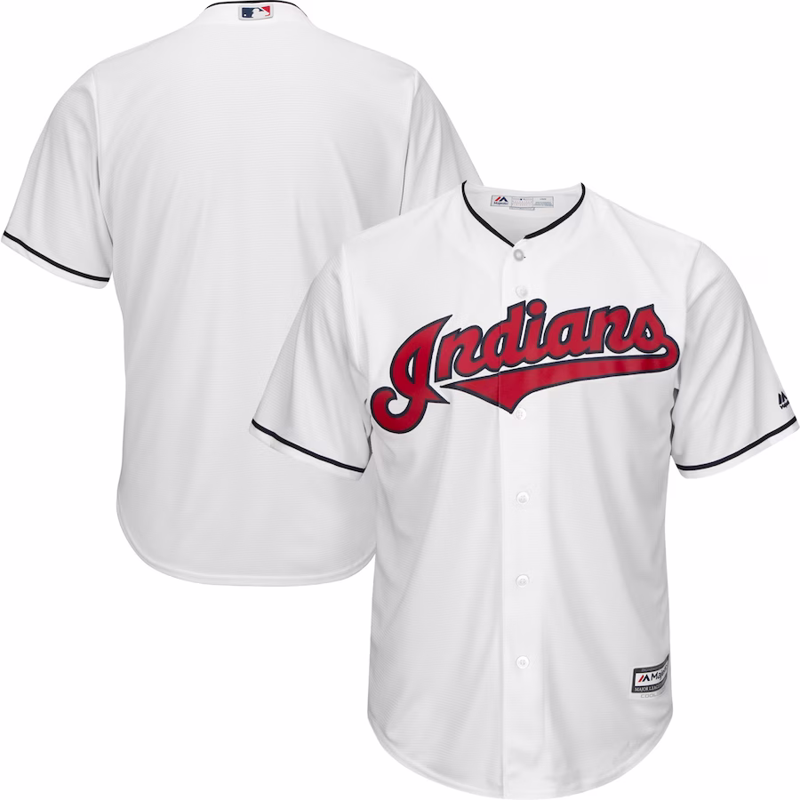 Men's Cleveland Indians Majestic White Home Cool Base Jersey - ujerseystore
